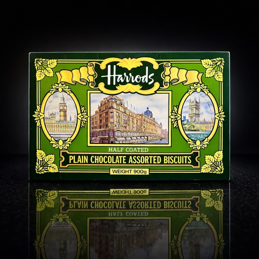 Harrods Vintage Dept Store Metal Bisquit Tin - Chocolate Biscuits